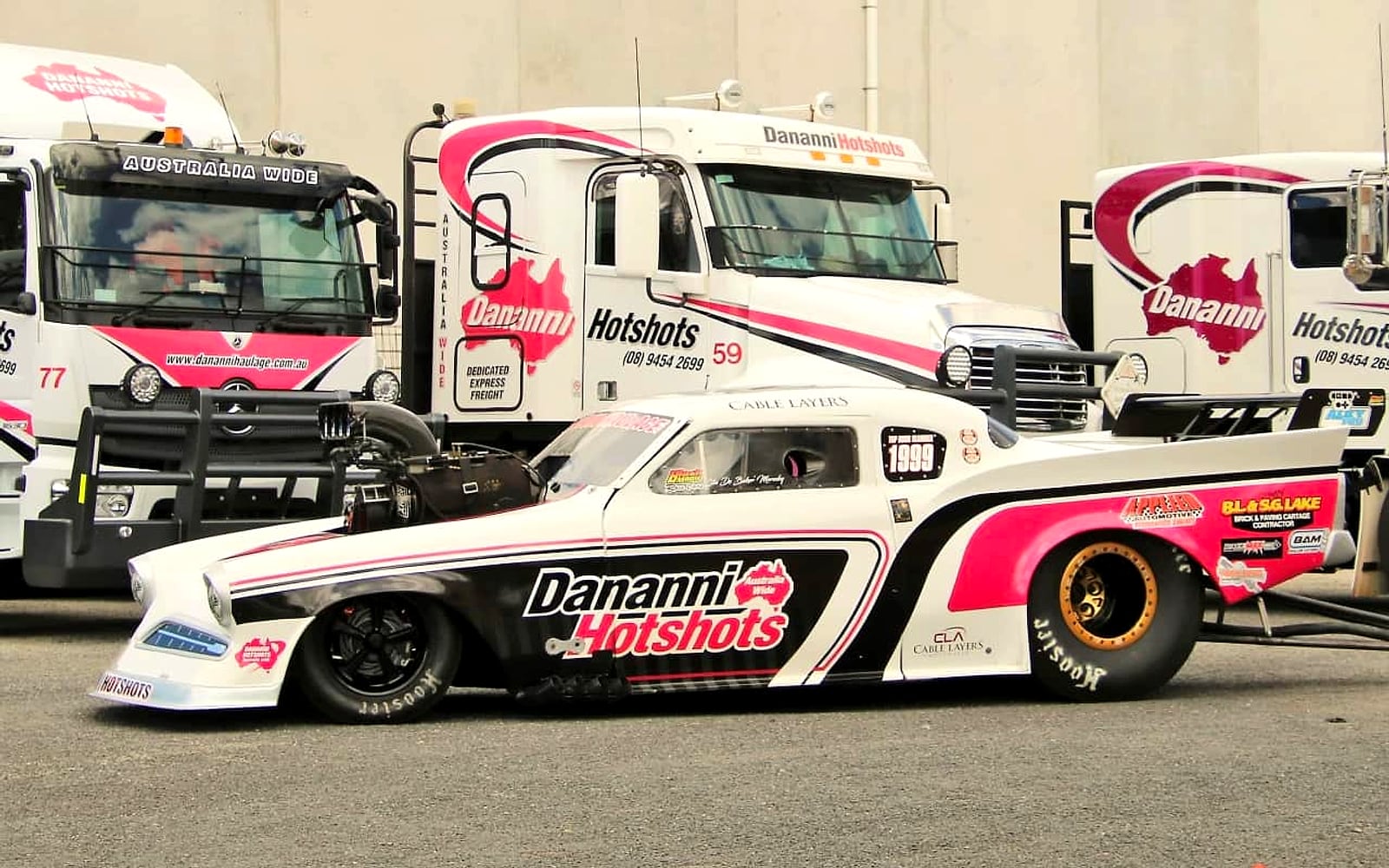 Dananni Hotshots fleet of prime movers and the 1999 hotshot drag car